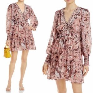 Anthropologie O.P.T. One Pretty Time Floral Bird Dress in Pink.